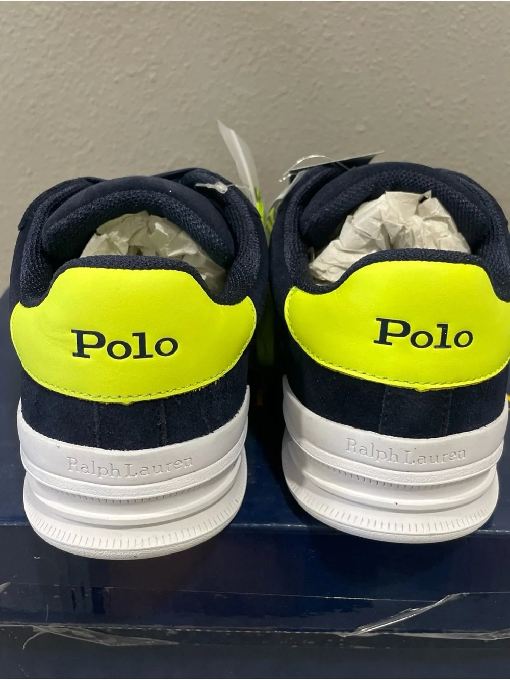 Polo by Ralph Lauren Navy with Neon Yellow Accent Low-Top Sneaker